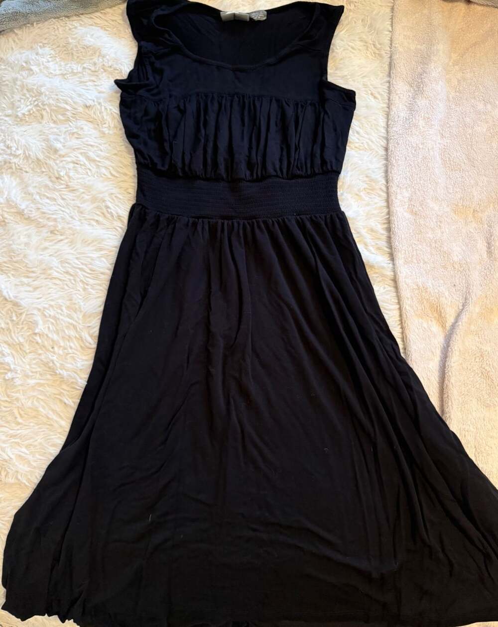 Girls From Savoy Smocked Waist Midi Dress Size Small P Black Viscose